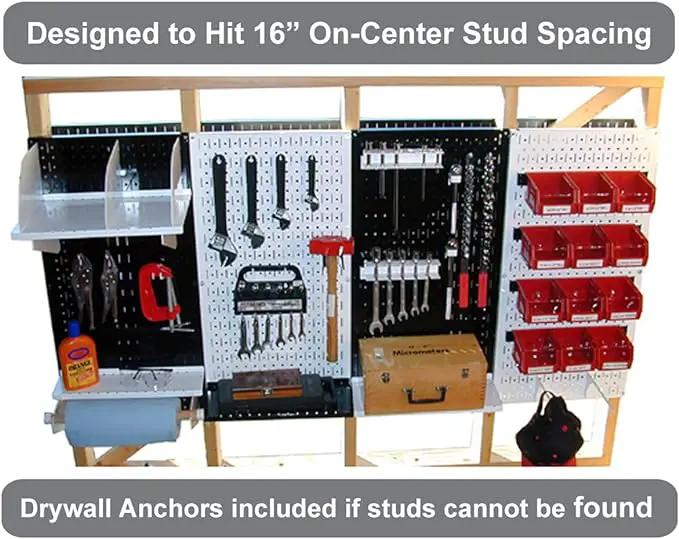 Wall Control Pegboard Organizer 4 ft. Metal Pegboard Standard Tool Storage Kit with Black Toolboard and Black Accessories by GreenHaven Gardens
