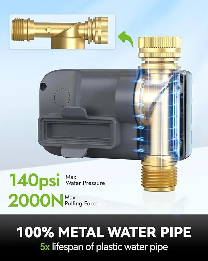 RAINPOINT Sprinkler Timer, 100% Metal Water Pipe Water Timer for Garden Hose, Programmable Hose Controller with Manual Watering/Rain Delay, Automatic Drip Irrigation System for Lawn, 1 Outlet by GreenHaven Gardens