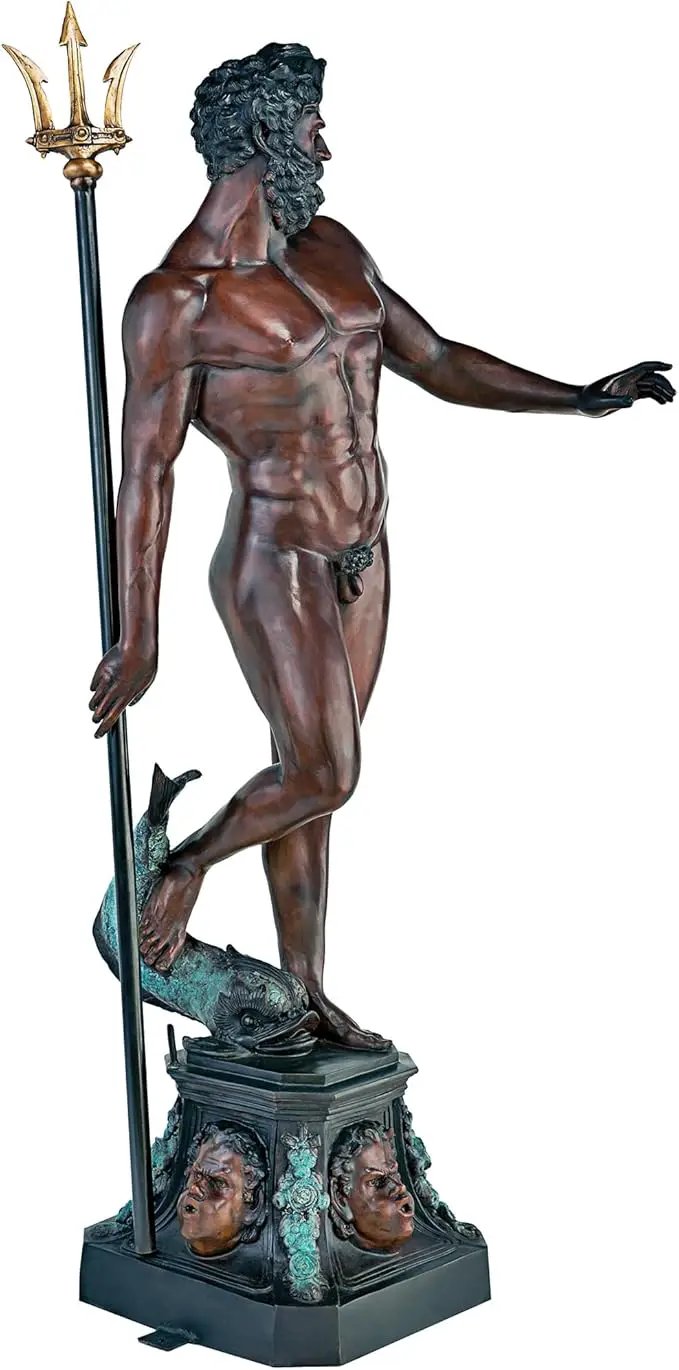 Design Toscano DD3123 Poseidon Man of The Sea Greek Mythology Indoor/Outdoor Garden Statue, 17 inches Wide, 67 inches Tall, Heirloom Cast Bronze, Verdigris Green & Sepia Brown Finish by GreenHaven Gardens