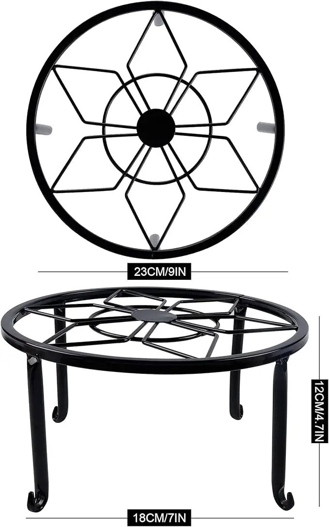 yosager 4 Pack Metal Plant Stands for Flower Pot, Heavy Duty Black Iron Potted Stand Holder, Indoor Outdoor Rustproof Metal Planter Container Round Supports Display Rack for Home & Garden Decor by GreenHaven Gardens