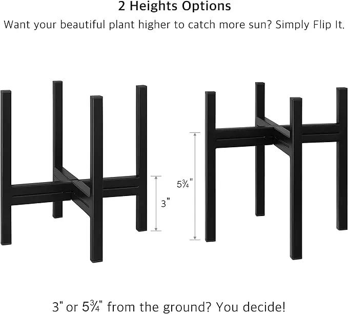 FaithLand Mid Century Plant Stand Indoor Outdoor (EXCLUDING Plant Pot), Metal Planter Stand, Potted Plant Holder, Black, Hold Up to 6.5 Inch Planter by GreenHaven Gardens