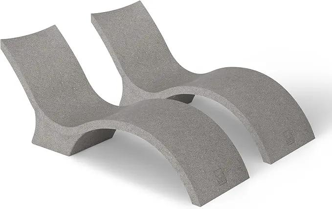 Ledge Lounger - Signature Chaise Deep - Inside Pool & Sun Shelf Lounge Chair - Designed for Deep Shelves 10”-15” - Compatible with All Pool Types - Poolside & Sun Deck Tanning - Set of 2 - Sandstone by GreenHaven Gardens