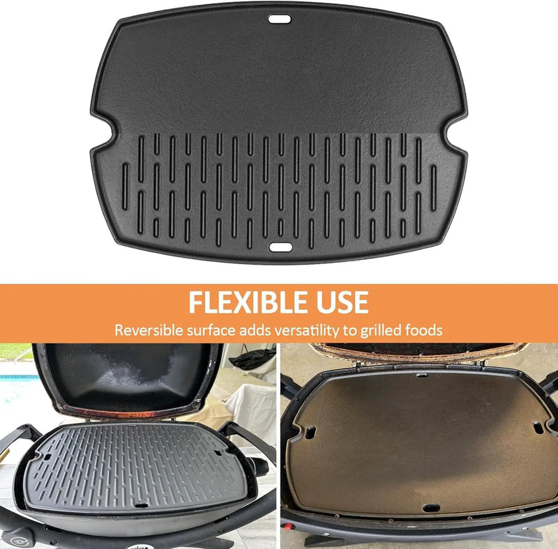 AJinTeby 7583 Cast Iron Griddle for Weber Q2000 Series, for Weber Q200 Q220 Q240 Q2000 Q2200 Q2400 Q2800 Gas Grills Accessories, Replaces for Webber 7645, for Webber Q2200 Grill Parts by GreenHaven Gardens
