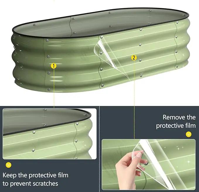 Kesfitt Raised Garden Bed Kit,Outdoor Galvanized Planter Raised Boxes with Safety Edging and Gloves,Large Metal Raised Garden Beds for Gardening Vegetables,Fruits,Flower(4x2x1FT) by GreenHaven Gardens