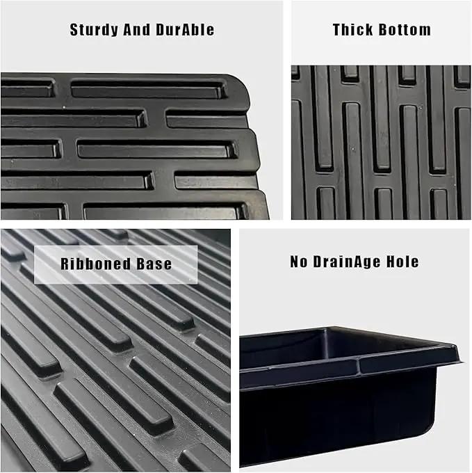 Plant Growing Nursery, Standard 1020 Trays Plastic Sturdy Farmer Self Seedling Tray for Microgreens Indoor Nursery Pots Transplantation (5-Pack, 21.6"×11.2", 2.52" Deep, no Holes) by GreenHaven Gardens