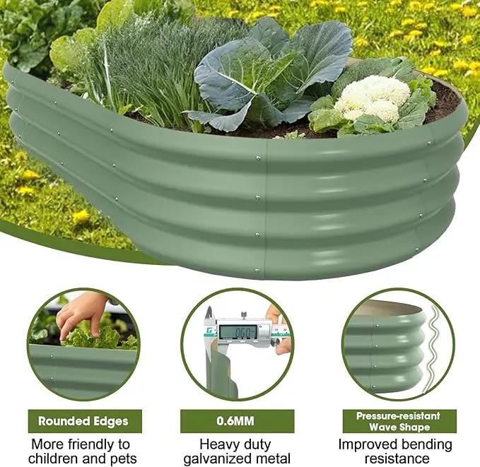 5x3x1ft Oval Galvanized Raised Garden Bed Outdoor 9-in-1 Large Metal Modular Planter Box Raised Beds for Gardening,Vegetables,Fruits,Flowers & Herbs (Green) by GreenHaven Gardens