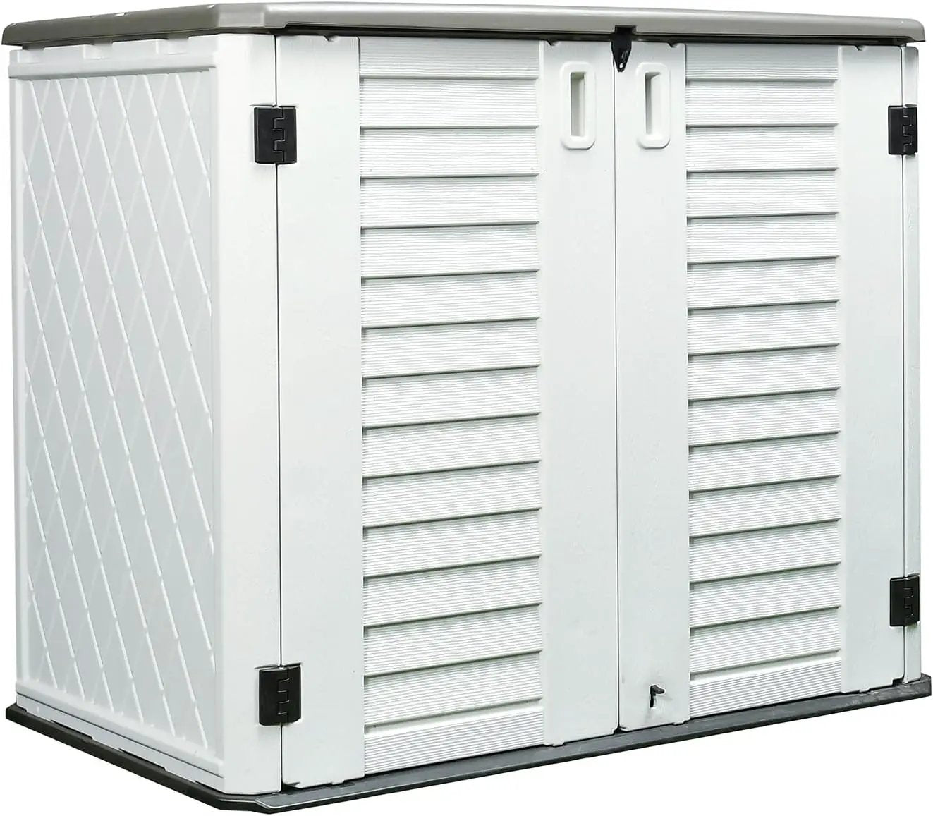 HOMSPARK Storage Shed Weather Resistance, Multi-Purpose Outdoor Storage Cabinet Waterproof, Outdoor Storage Cabinet for Bike, Garbage Cans, Lawnmower, Garden Accessories (off white, Standard-26 cu ft) by GreenHaven Gardens