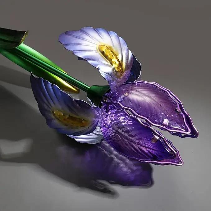Garden Metal Violet Flower with Solar Light Outdoor Spring Decoration Figurine for Patio, Balcony, Yard, Lawn Ornament Unique Housewarming Gift by GreenHaven Gardens