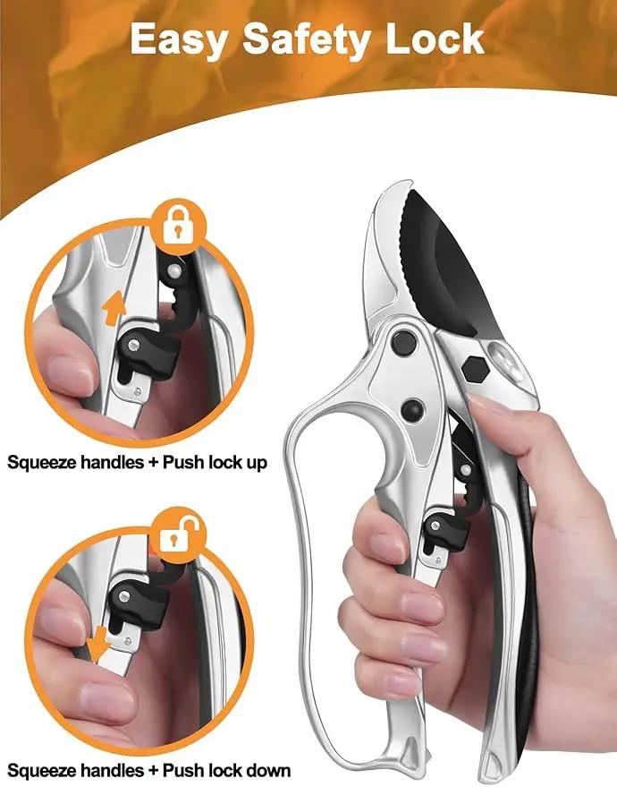 Ratchet Anvil Pruning Shears for Gardening Heavy Duty, Labor-Saving Design Garden Clippers for Arthritis Weak Hands, 3/4" Cut Capacity Branch Cutter for Tree Trimming, Flower, Rose, Plant by GreenHaven Gardens