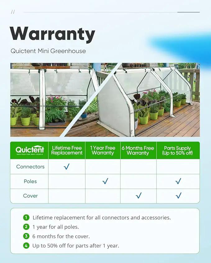 Quictent Portable Mini Cloche Greenhouse w/ Elevated Bottom, Roll-up Zippered Window Waterproof UV-Resistant Hot House for Indoor Outdoor Gaden, 71" x 36" x 36", White by GreenHaven Gardens