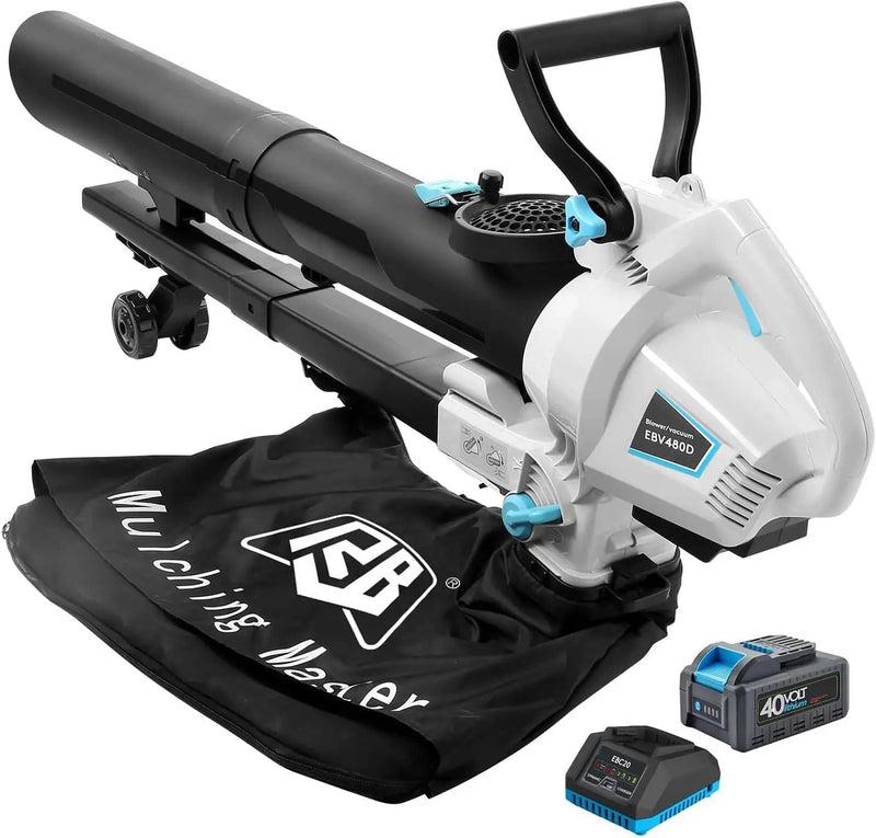 RB 40V 3-in-1 Cordless Vacuum Blower – Powerful Leaf Blower, Mulcher & Vacuum with 4.0Ah Battery & Fast Charger, Adjustable Handle, 12L Bag, 30:1 Mulching Ratio by GreenHaven Gardens
