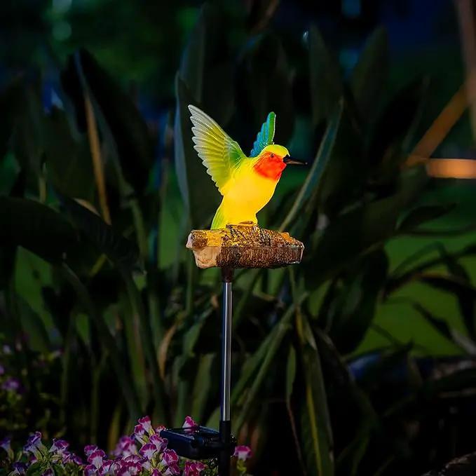 Birdsong Hummingbird Garden Decor Statues Stake Figurine Solar Lights for Outside Lawn Yard Porch Patio Flowerbed Christmas Decorations Outdoor for Moms Birthday (Green Hummingbird) by GreenHaven Gardens