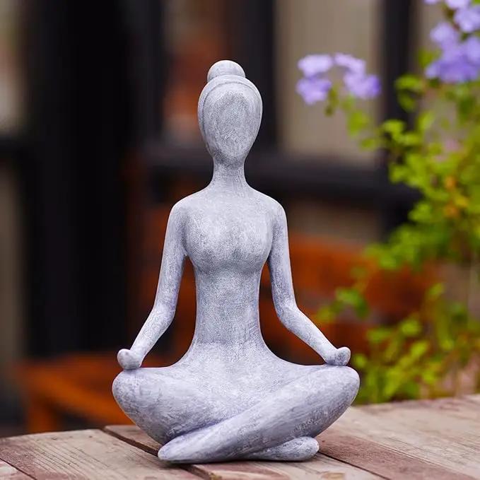 Goodeco Zen Lady Garden Outdoor Statue - Resin Collectible Figurines for Home Decor Accents & Shelf Decoration, Great Gift Ideas, 11.4 Inches (Grey) by GreenHaven Gardens