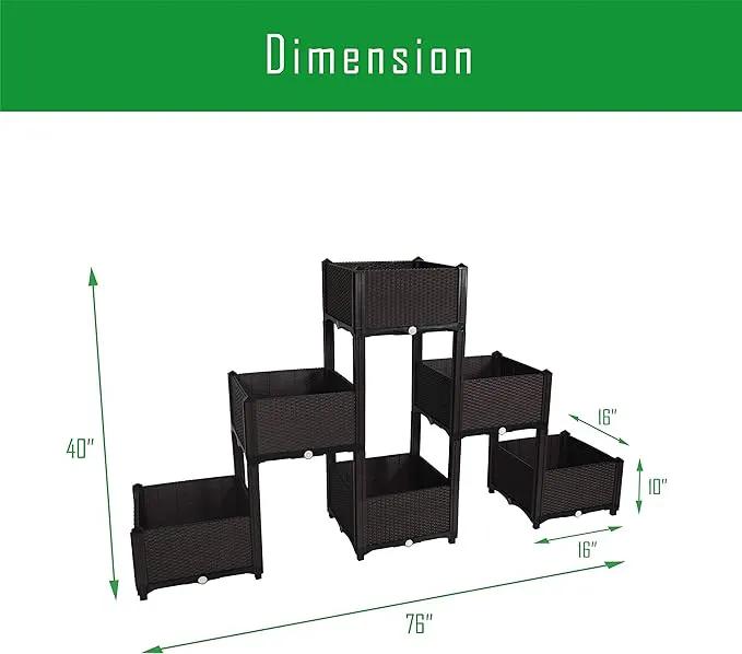 D'vine Dev Planter Raised Beds - Elevated Garden Box with Drainage Plug Raised Garden Beds for Vegetable/Flower/Herb Outdoor Standing Beds Gardening Kit, RGB-6 by GreenHaven Gardens