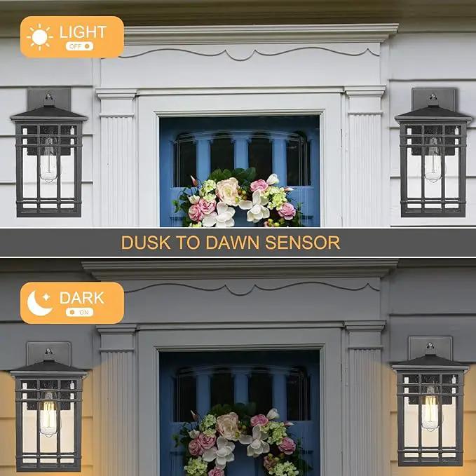 Dusk to Dawn Outdoor Wall Lantern,Exterior Wall Mount Light, 1-Light Outdoor Wall Lighting Fixture for Porch,Garage, Patio, Hallway and Entryway (Black-Wall Light, 1 Pack),DDAMS-W18 by GreenHaven Gardens