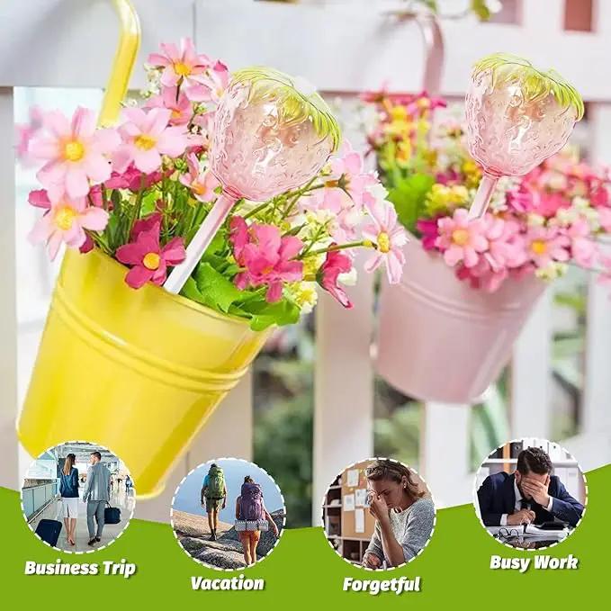 Plant Watering Globes, 2pcs Self Watering Planter Insert, Glass Watering Bulbs for Indoor Outdoor Plants, Mushroom Top-Fill Plant Watering Devices for Travel Vacation While Away by GreenHaven Gardens