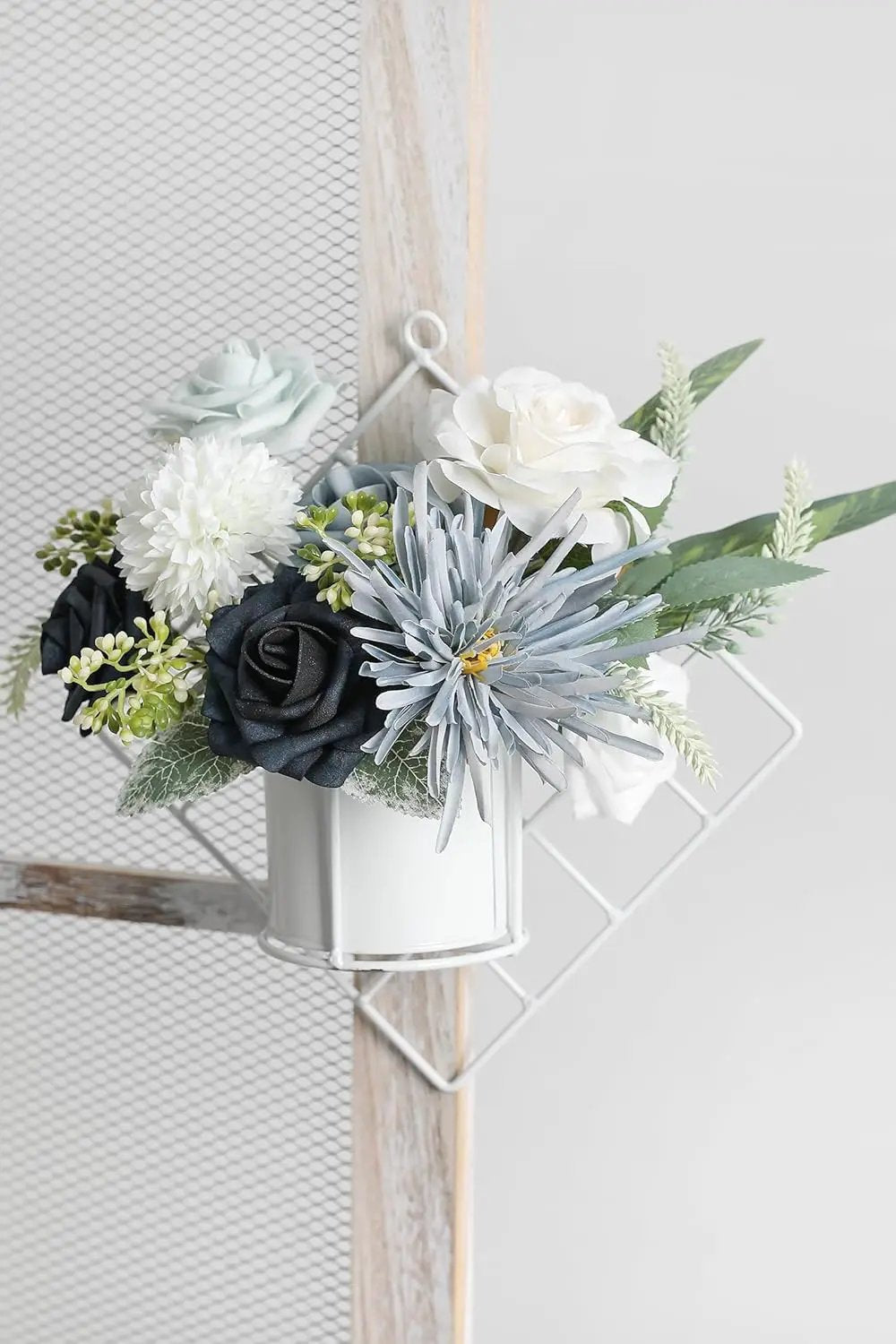 Blue White Artificial Flowers Silk Fake Roses Peonies Greenery Combo Box Set for DIY Wedding Bouquets Bridal Shower Centerpieces Floral Arrangements Party Tables Home Decoration by GreenHaven Gardens