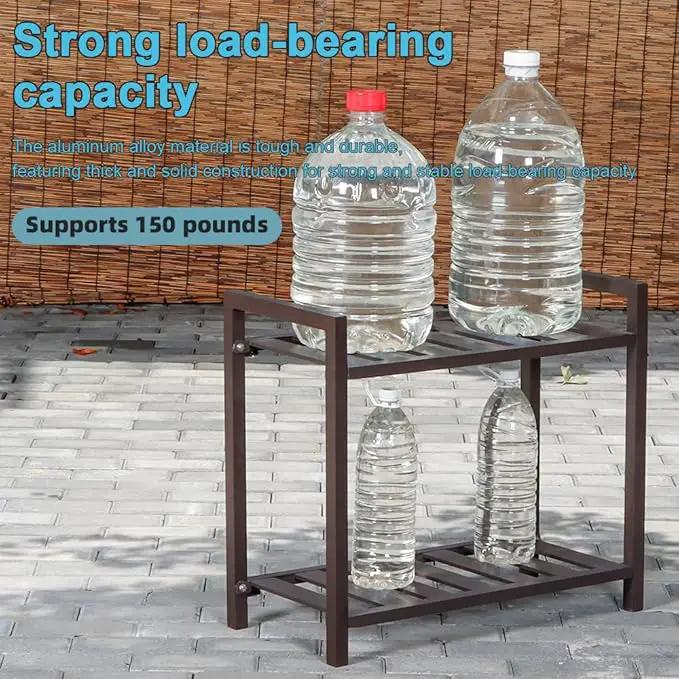 Versatile Indoor/Outdoor Plant Stand – High-Strength Aluminum with 300 LBS Load Capacity - Ideal Decor for Patios, Gardens, Living Rooms | L21.6 x W11.8 x H22 inches by GreenHaven Gardens