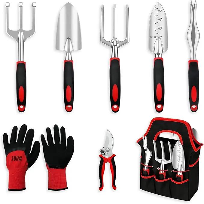 Gardening Tool Set, 8 Pieces Aluminum Heavy Duty Gardening Kit with Ergonomic Handles, Gardening Bag, Ideal Gardening Tool Set - Gifts for Men and Women by GreenHaven Gardens