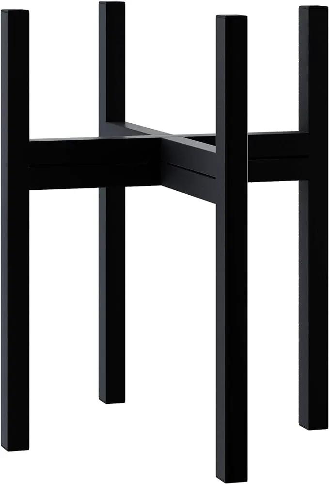 FaithLand Mid Century Plant Stand Indoor Outdoor (EXCLUDING 10" Plant Pot), Metal Planter Stand, Potted Plant Holder, Black, Hold Up to 10 Inch Planter - Fits Snake Plant - Upgraded Design.