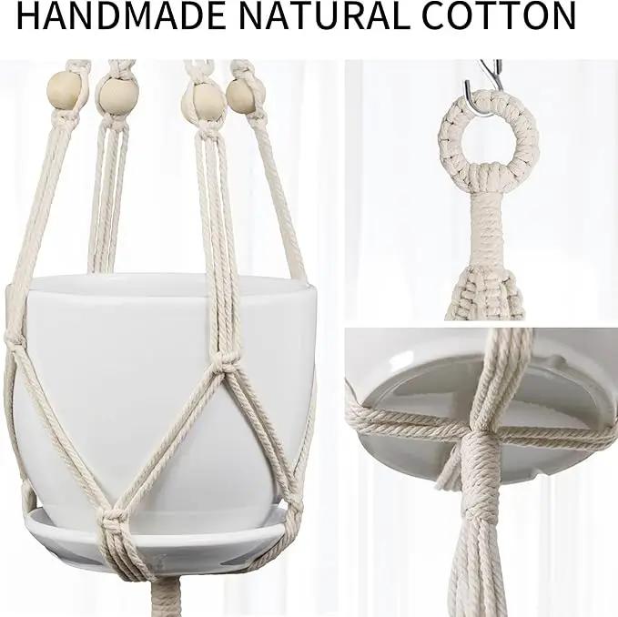 2 Pack Macrame Plant Hanger (49"&72"), Fits 4-8" Pots, 2 Tier+3 Tier Indoor Outdoor Hanging Planter Basket Flower Pot Holder, Boho Home Decor, Ivory (POTS NOT Included) by GreenHaven Gardens