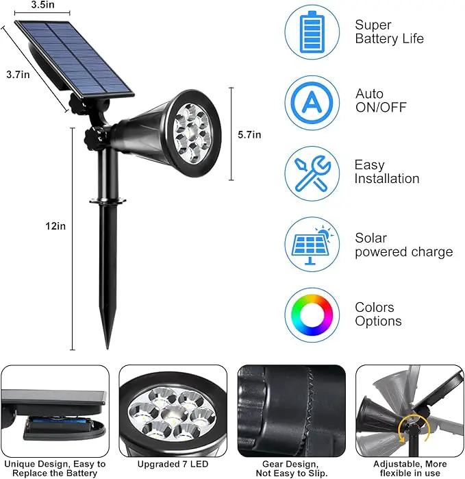 T-SUNUS Halloween Solar Landscape Spotlights Color Changing, Christmas Solar Spot Lights Outdoor Waterproof IP55 Adjustable for Yard Lighting Wall Lights Auto On/Off for Pathway Garden 2 Pack by GreenHaven Gardens