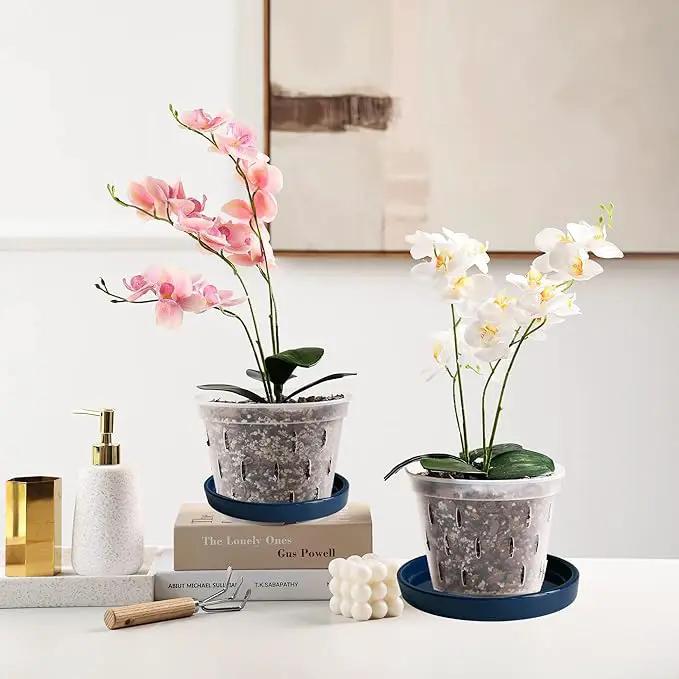 Ceramic Plant Saucer Plant Pot Tray 2 Pack 4.7 6 7 8 9 10 12 13 15 inch Blue, Planter Water Drip Trays for Plant Saucers Indoors, Thick Durable Sturdy Flower Pot Saucers for Glazing Pots Base by GreenHaven Gardens