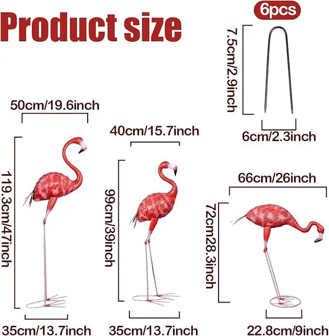 3Pcs Metal Flamingo Statues, Hot Pink Flamingo Outdoor Decor for Garden Home Patio Lawn Backyard Ornaments by GreenHaven Gardens