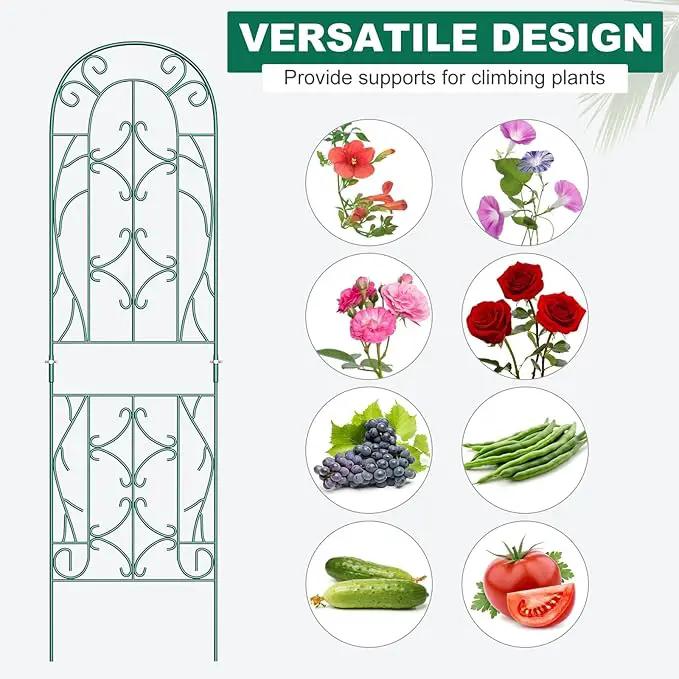 4 Pack Metal Garden Trellis for Climbing Plants,Green Metal Garden Trellis for Vines Plant Rose Vegetable Support,Large Decorative Outdoor Trellis by GreenHaven Gardens