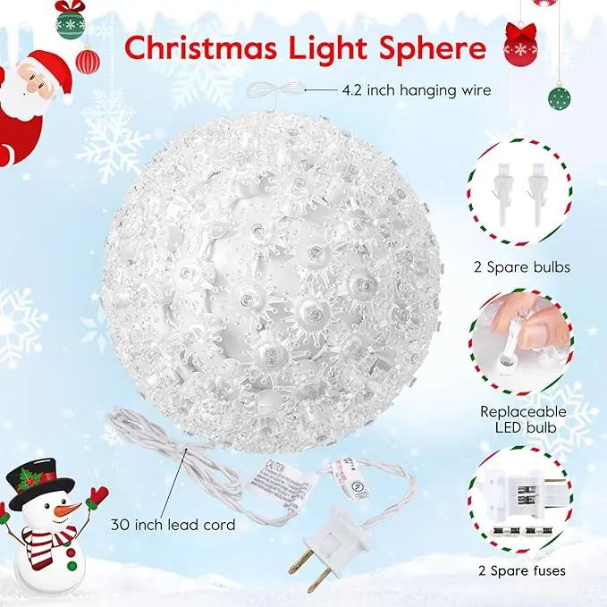 Brightown 6" Christmas Lighted Sphere Balls, 100 LED Warm White Starlight Ball - Plug-in Waterproof Outdoor & Indoor Christmas Holiday Decoration by GreenHaven Gardens