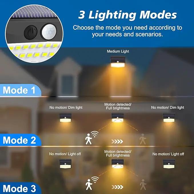 [138 LED/8 Packs] Solar Motion Sensor Lights Outdoor Waterproof with 3 Lighting Modes Solar Wall Lights Solar Security Powered Lights for Garden Fence Yard Deck Garage, Warm White by GreenHaven Gardens