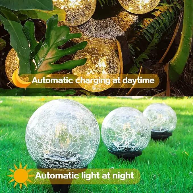 TOMEX Solar Garden Lights, Cracked Glass Ball Waterproof Warm White LED for Outdoor Decor Decorations Pathway Patio Yard Lawn, 1Pack (3.9") by GreenHaven Gardens