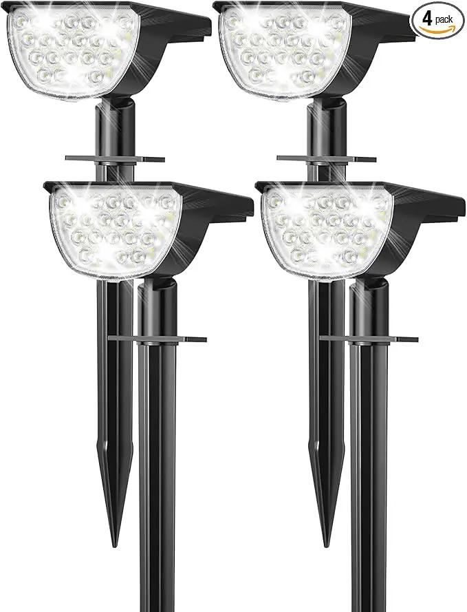 Solar Lights Outdoor Waterproof IP65, 76 LED 3 Lighting Modes Solar Spot Lights Outdoor Yard Garden Landscape Pathway (Cool White, 4 Pack) by GreenHaven Gardens