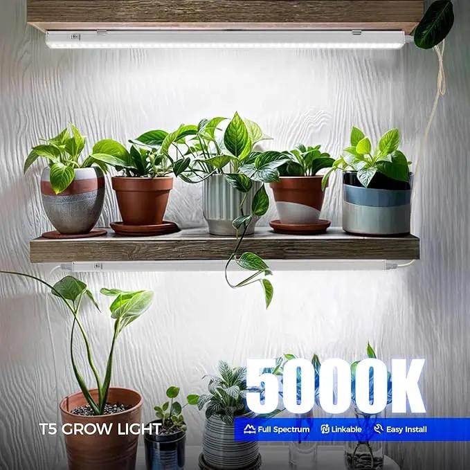 Barrina T5 Grow Lights for Indoor Plants Full Spectrum, 2FT 40W (4 X 10W) Indoor Plant Light with Separate Switch, Linkable Grow Lamp, Indoor Plant Lights for Growth with White Cover, 5000K, 4 Packs by GreenHaven Gardens