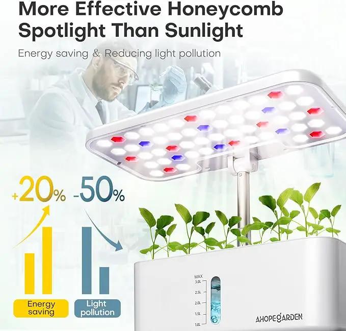 Ahopegarden Indoor Garden Hydroponics Growing System: 10 Pods Plant Germination Kit Aeroponic Herb Vegetable Growth Lamp Countertop with LED Grow Light - Hydrophonic Planter Grower Harvest Lettuce by GreenHaven Gardens