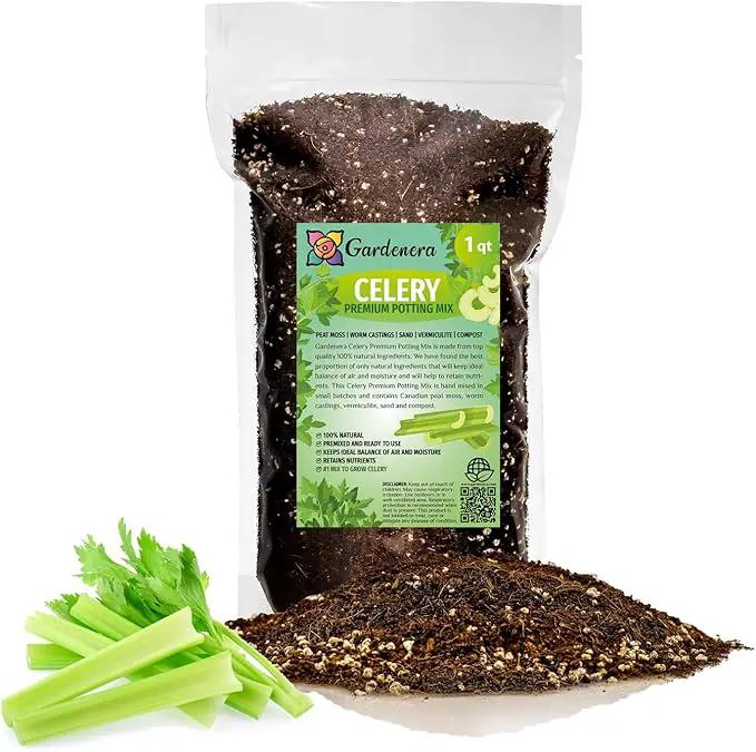Premium Celery Potting Soil Mix - Optimal Nutrient-Rich Blend for Thriving and Crisp Celery Plants - 1 Quart by GreenHaven Gardens