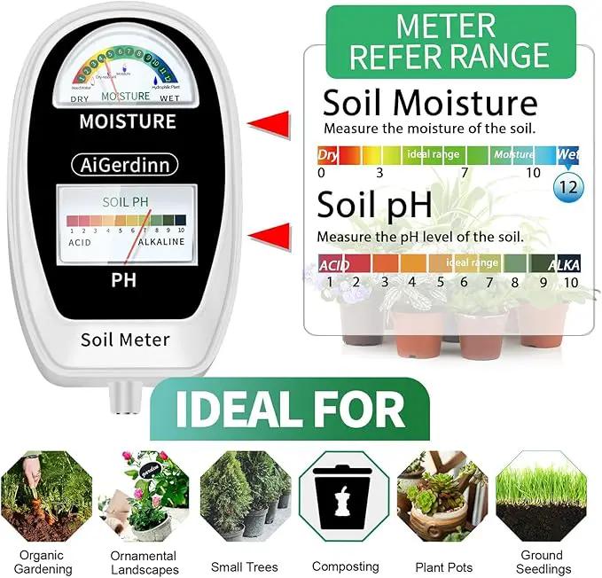 Soil Test Kit, 2-in-1 Soil Moisture Meter, Soil pH Meter -Dual Dial-Simultaneously-Display Results-Soil pH Tester, Moisture Meter for Garden,Lawn,Farm Indoor&Outdoor Plants-PureWhite by GreenHaven Gardens