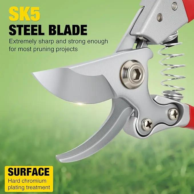 Yesker Pruning Shears Garden Shears 8.6" Professional Bypass Garden Scissors Yard Clippers with Sharp SK5 Steel Blade Heavy Duty Hand Pruners for Branch Flower Plant Trimming Cutting Gardening Tools by GreenHaven Gardens