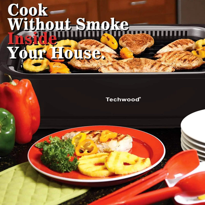 Techwood Indoor Grill Smokeless Grill, Electric Korean BBQ Grill with Glass Lid, Turbo Smoke Extractor Technology, Dishwasher-Safe Drip Tray & Nonstick Grilling Removable Plate, Black, 1500W by GreenHaven Gardens