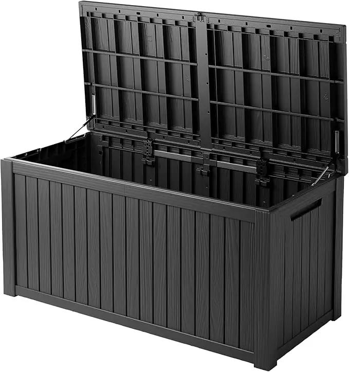180 Gallon Patio Storage Box - Waterproof Deck Boxes & Outdoor Storage Deck Box, Lockable Resin Chest for Pool/Garden Tools, UV-Resistant, Black by GreenHaven Gardens