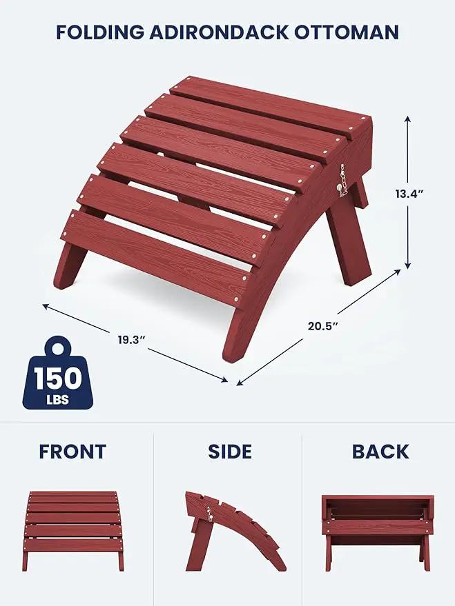 KINGYES Folding Adirondack Ottomans Set of 2 for Adirondack Chair, Red by GreenHaven Gardens