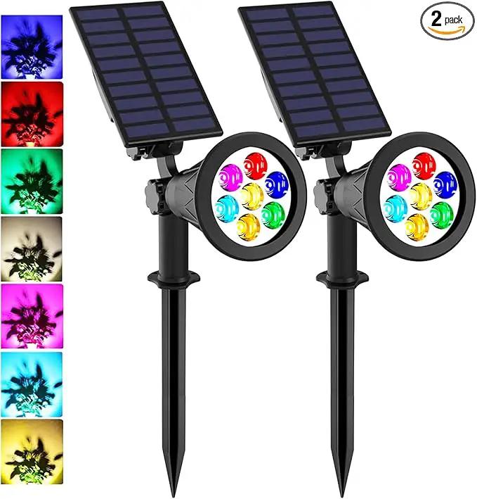 T-SUNUS Halloween Solar Landscape Spotlights Color Changing, Christmas Solar Spot Lights Outdoor Waterproof IP55 Adjustable for Yard Lighting Wall Lights Auto On/Off for Pathway Garden 2 Pack by GreenHaven Gardens