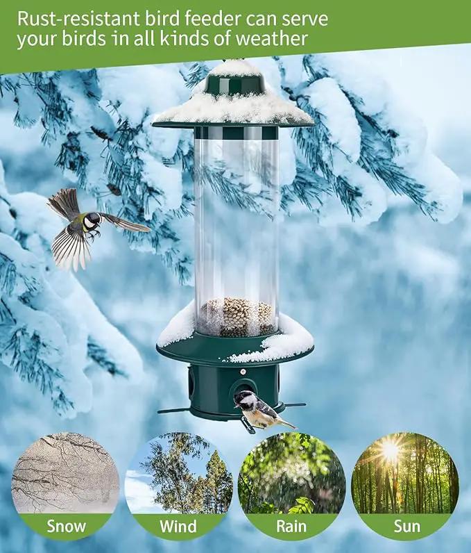 Bird Feeder for Outdoors: Squirrel Proof Bird Feeders, Gravity Sense Squirrel Proof Wild Bird Feeders for Finch Cardinal Chickadee, 4.8LB Large Capacity Hanging Birdfeeder by GreenHaven Gardens