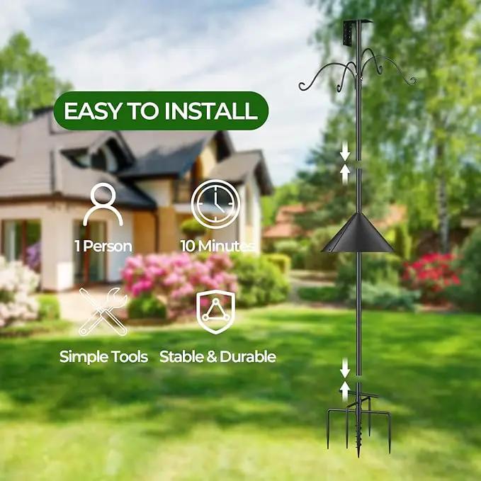 Bird Feeders Pole, House Pole 92 Inch, Adjustable Heavy Duty Feeder Stand Feeding Station with Sturdy Anchor Squirrel Proof Baffle for Watching (Bird Not Included) by GreenHaven Gardens