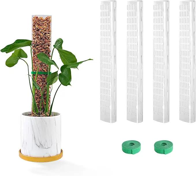 15 Inch 4 Pcs Plastic Moss Pole for Plants Monstera, 4×15'' Plant Poles for Climbing Plants, Plant Support for Indoor Plants Work with Sphagnum Moss by GreenHaven Gardens