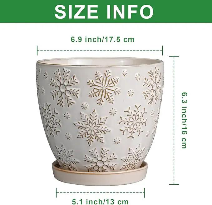 6 Inch Plant Pot with Drainage Hole and Saucer Ceramic Planter for Indoor Plant Flower Pot for Orchid Succulents Plants White by GreenHaven Gardens