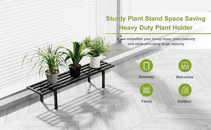 Zhongma One Tier Metal Plant Stand (35.43 L x 8.66 W x 7.9 H) Heavy Duty Plant Holder for Home, Window,Garden, Plant Lovers, Display Stand by GreenHaven Gardens