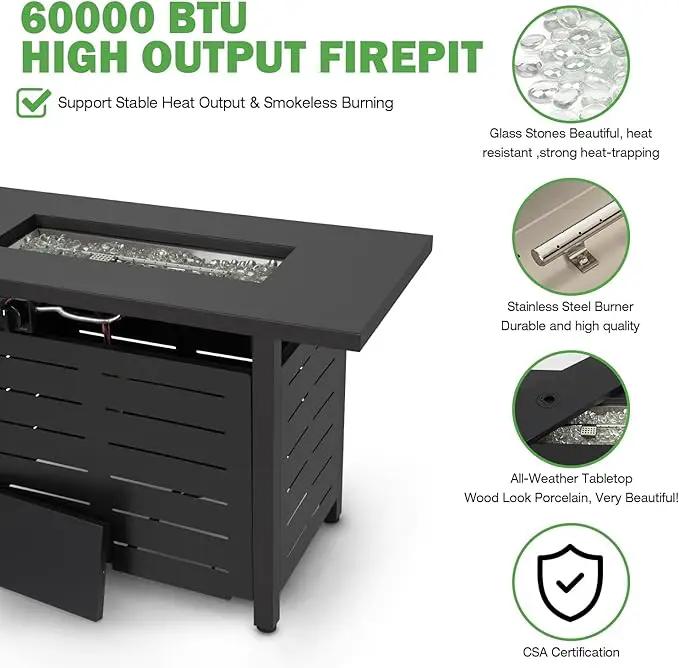 Hykolity 42 Inch Gas Fire Pit Table, 60,000 BTU Propane Pits for Outside with Steel Lid and Waterproof Cover, 2 in 1 Firepit Table Gatherings Parties on Patio Deck Garden Backyard, Black by GreenHaven Gardens