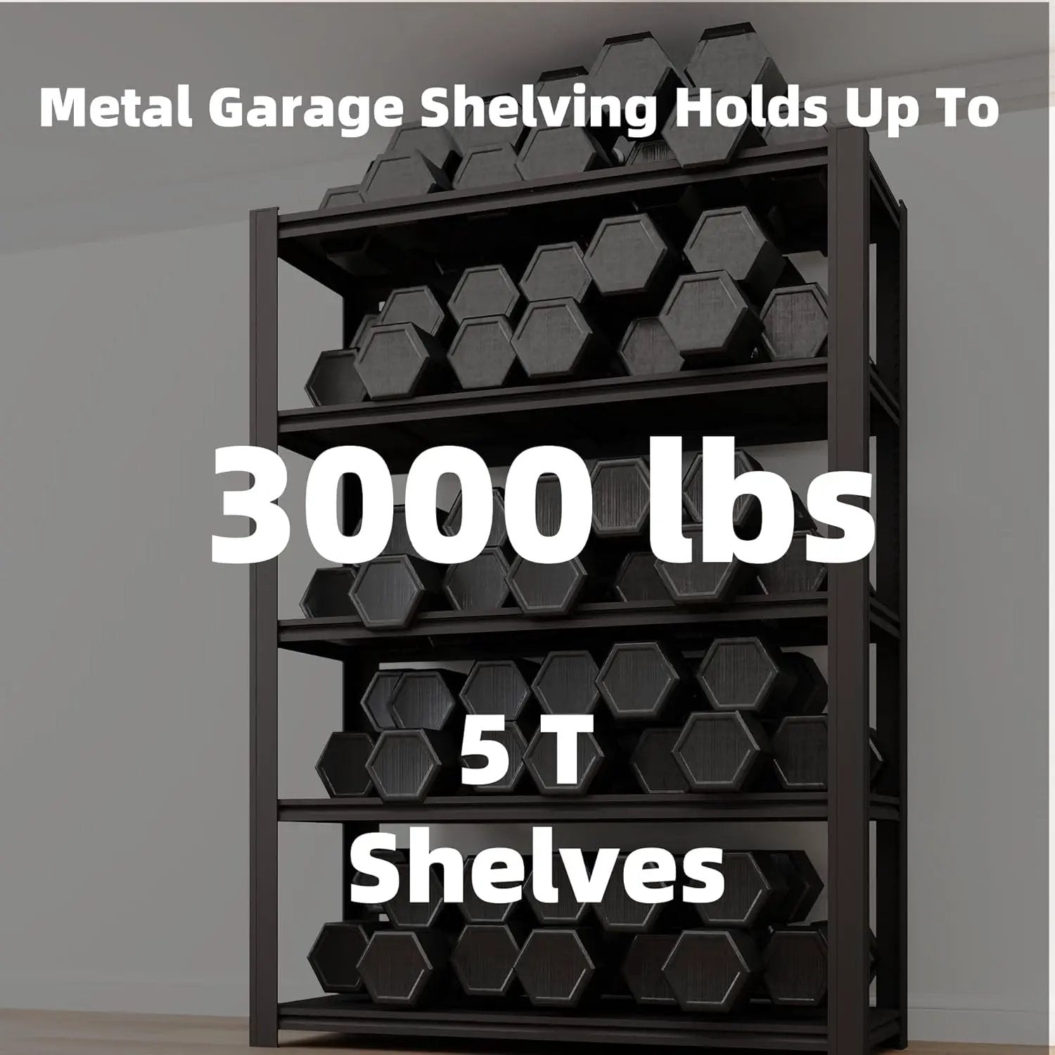 5-Tier 55" W x 24" D x 84" H Garage Shelving 3000LBS Storage Shelves Heavy Duty Metal Shelf Unit Adjustable Basement Industrial Storage Racks by GreenHaven Gardens
