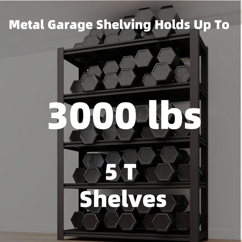 5-Tier 55" W x 24" D x 84" H Garage Shelving 3000LBS Storage Shelves Heavy Duty Metal Shelf Unit Adjustable Basement Industrial Storage Racks by GreenHaven Gardens